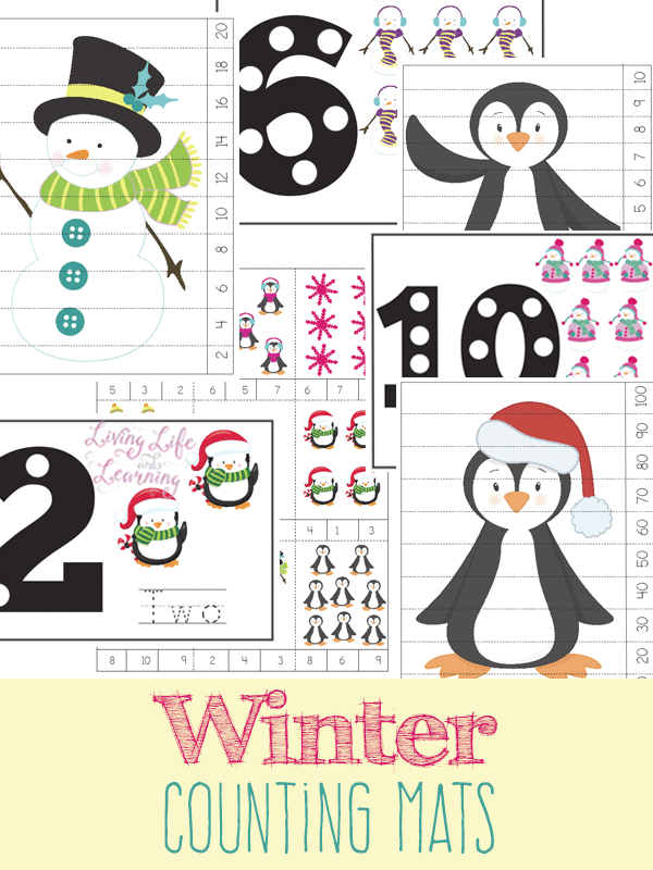 Fun winter counting mat for toddlers and preschoolers