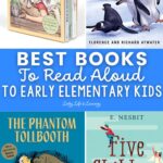 Best Books to Read Aloud to Early Elementary Kids: 4 panels of different book covers.