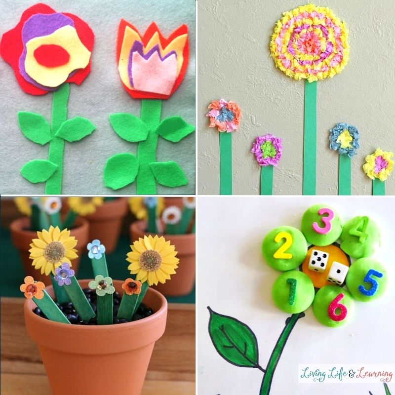 collage of flower toddler activities