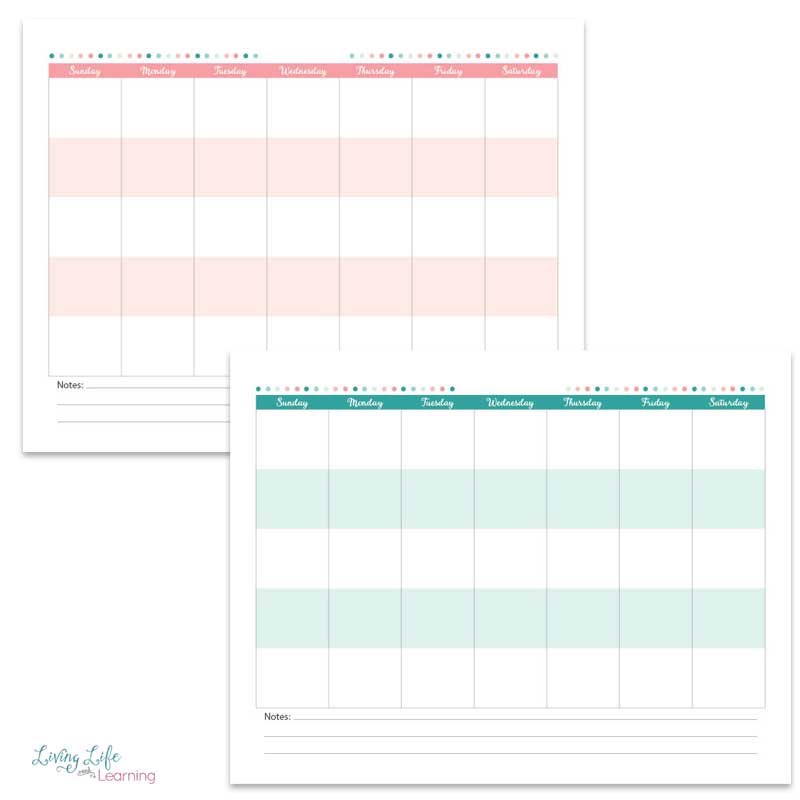 Blank monthly homeschool schedule printable