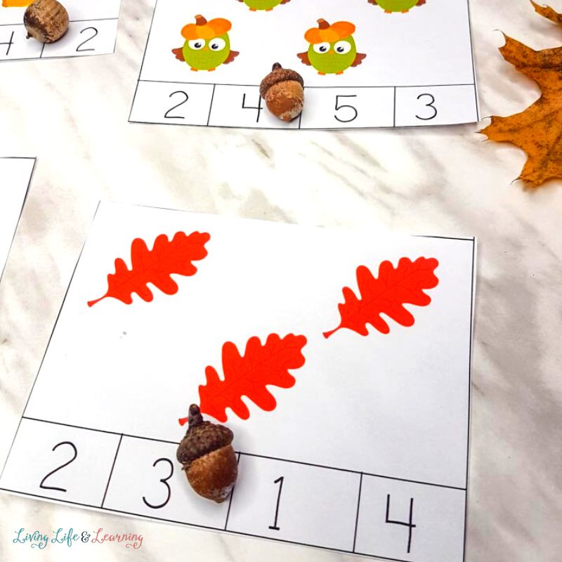 Fall Counting Cards and Puzzles