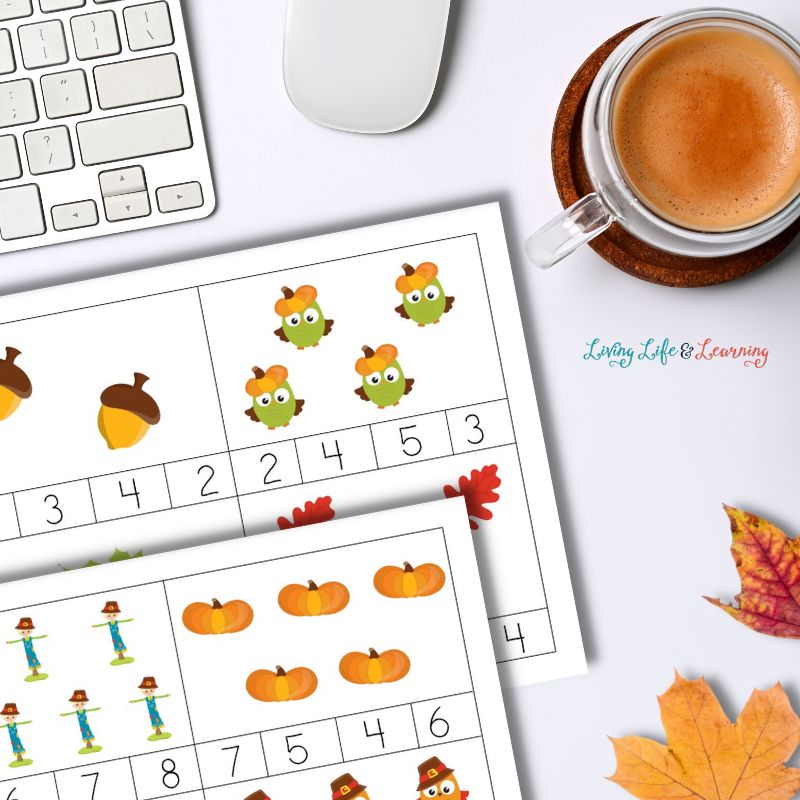 Fall Counting Cards and Puzzles