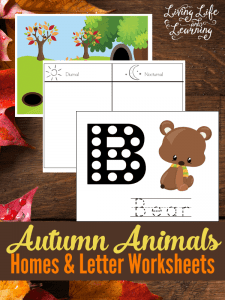 These autumn animals homes and letter worksheets are great for preschoolers and kindergarten students.