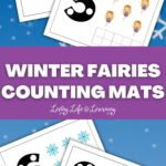 Winter Fairies Counting Mats worksheets spread around the blue background.