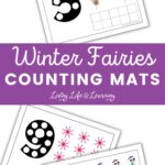 Winter Fairies Counting Mats worksheets spread around the white background.