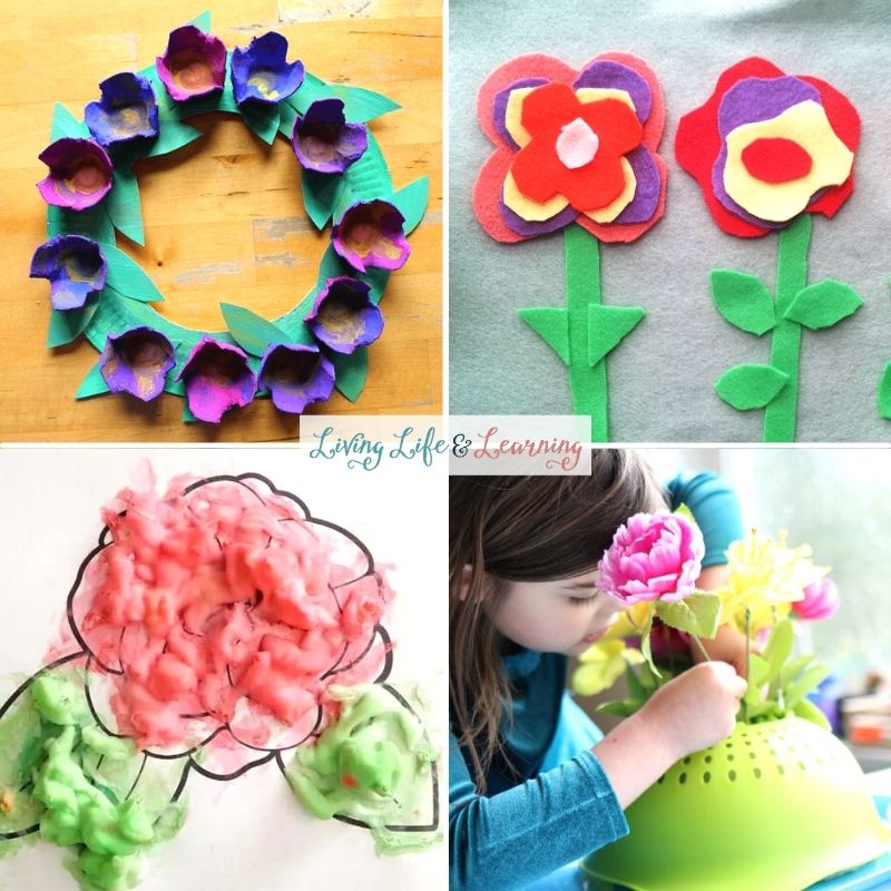 collage of spring preschool activities