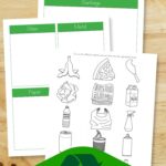 Three Sort Your Recycling Worksheets on a table