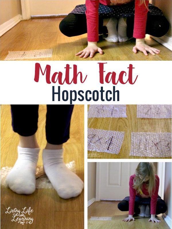 Looking for hands-on math activities? This activity for math fact hopscotch combines gross motor play with math using bubble wrap.
