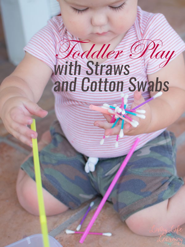 Toddler Play with Straws and Cotton Swabs