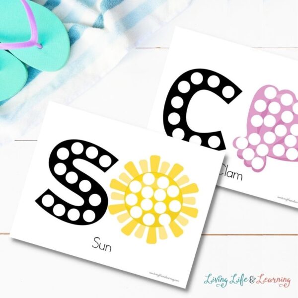 Beach Letter Dot Printables