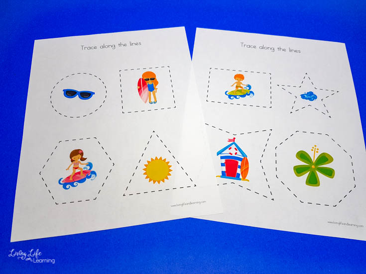 summer tracing worksheets with shapes
