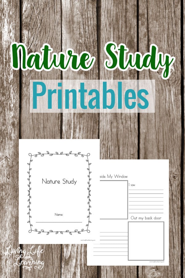 Nature Study Printables shown over a wooden background