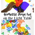 We are excited to be sharing with you the geometric shape fun on the light table that we had this month. It was fascinating to watch them learn.