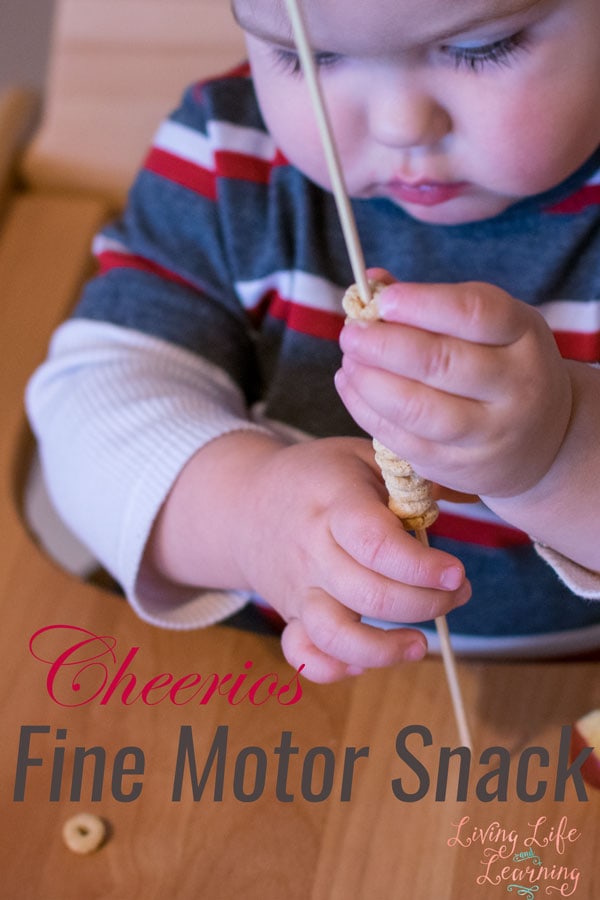 Looking for a fun, engaging, and simple way to work on your toddlers fine motor skills? Try this Cheerios Fine Motor Snack! My son thought it was amazing :)