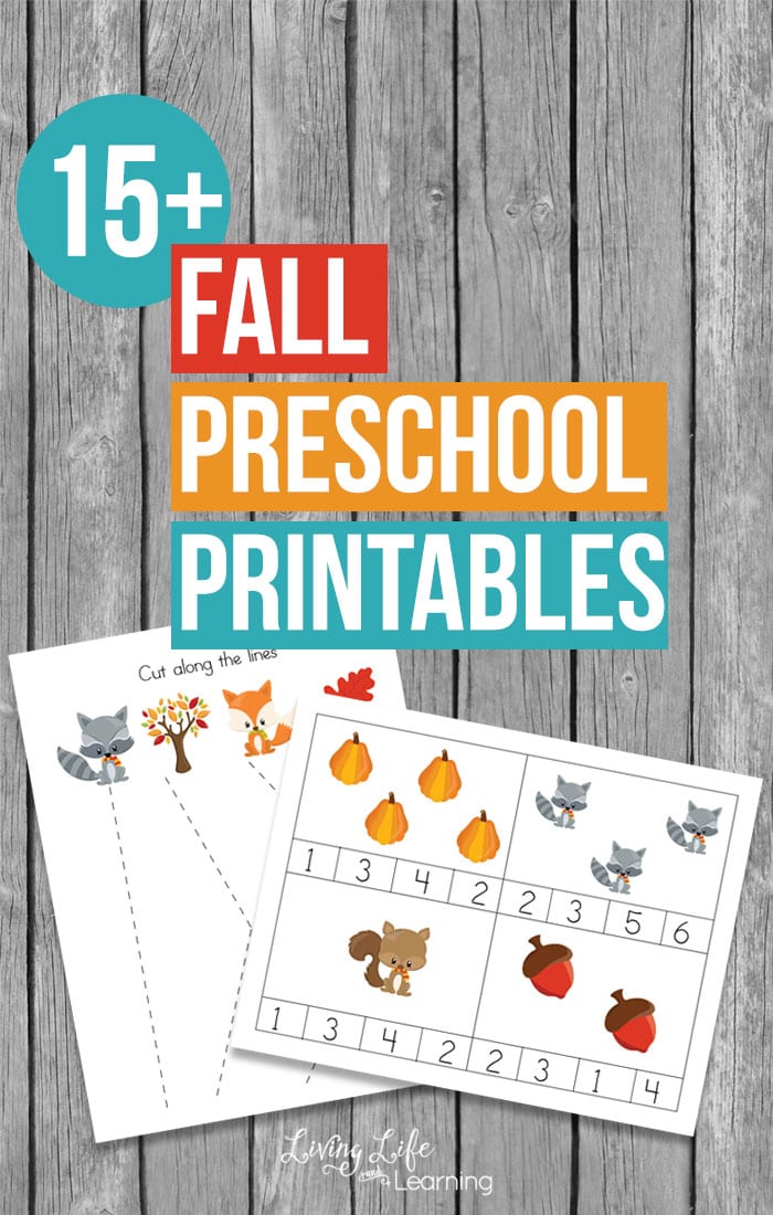 Get into the fall spirit with these fun Fall Preschool Printables to practice counting, tracing, patterning and fine motor skills and more.