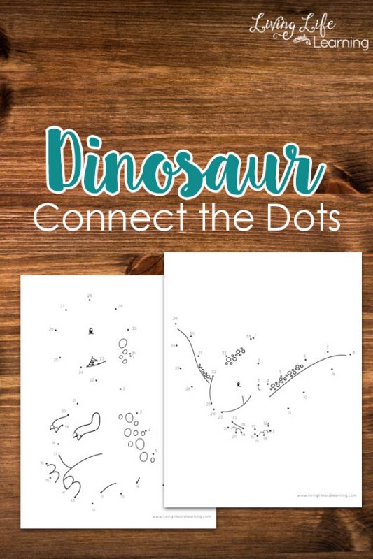 Dinosaur connect the dots printables - Learn to count while creating your own dinosaur and then color them in, perfect for dinosaur lovers.
