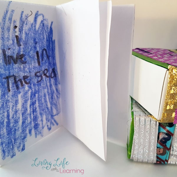 I saw these Matchbox Books on the Nuture Store and it inspired me to create one of these with my kids. While we're not so crafty, I had my kids decide how they wanted to decorate their boxes, and they decided to use my new stash of washi tape.