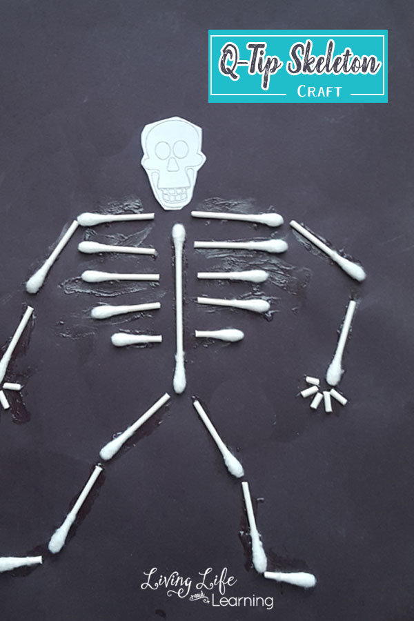 Learn about the human body's skeletal system and make it come alive with these cotton swab skeleton craft for kids, a fun way to learn about bones.