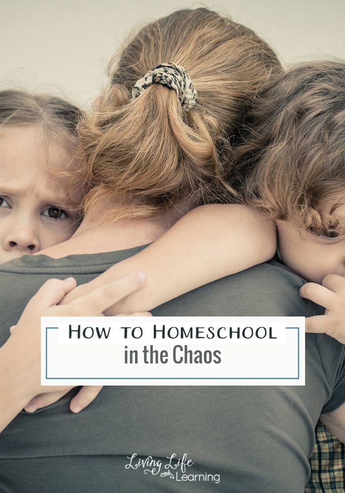 Want to know how to homeschool in the chaos? These 5 things will lighten your load and take stress off of your homeschool when you're just trying to keep afloat.
