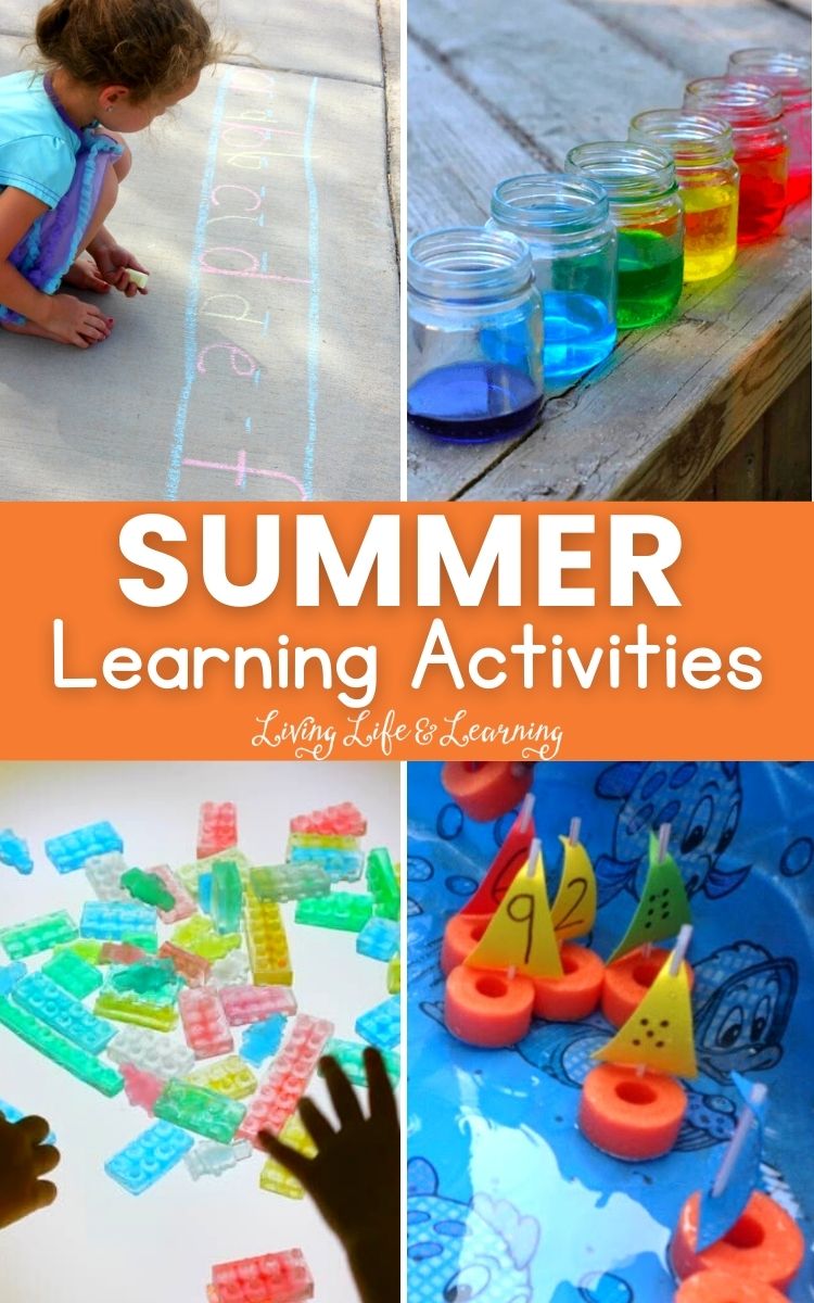 collage of summer learning activities