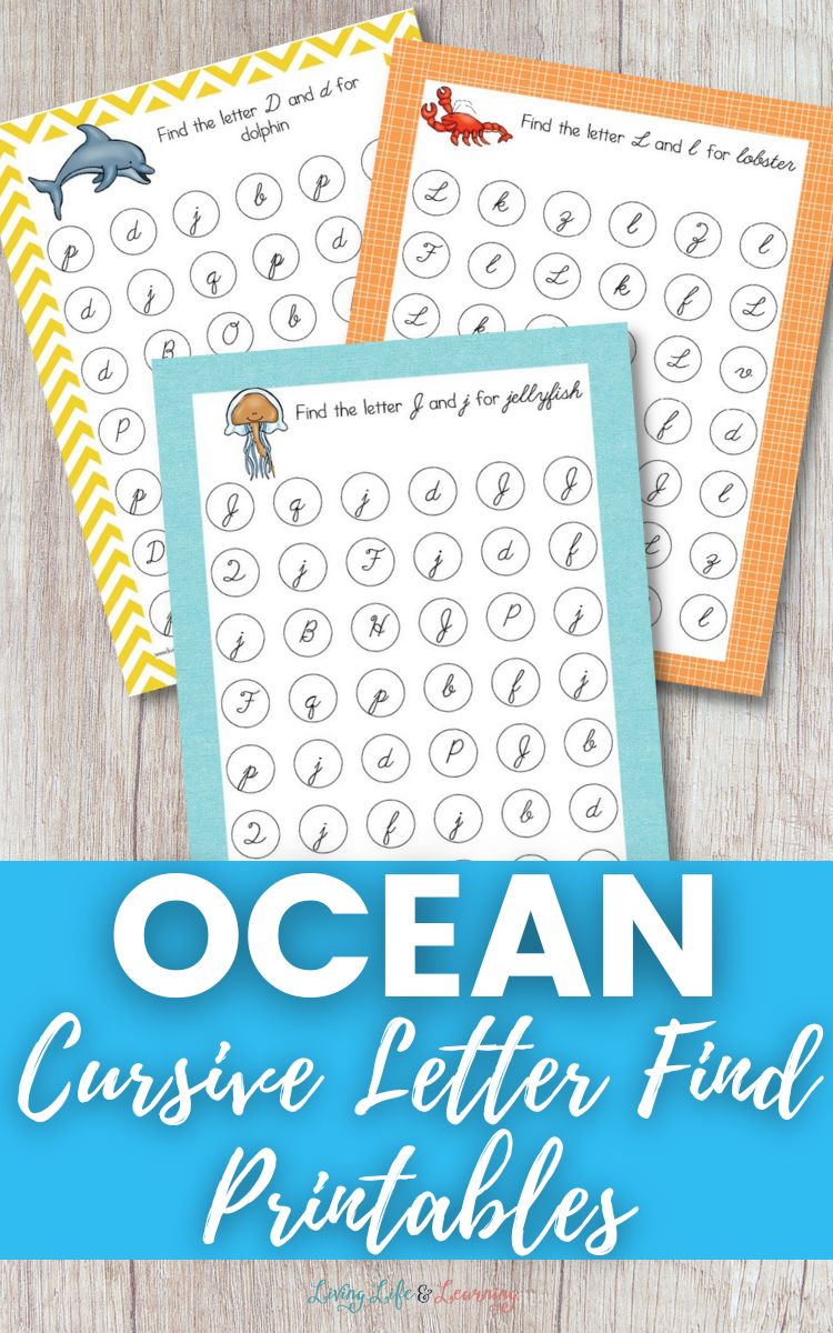 Ocean Cursive Letter Find Printable