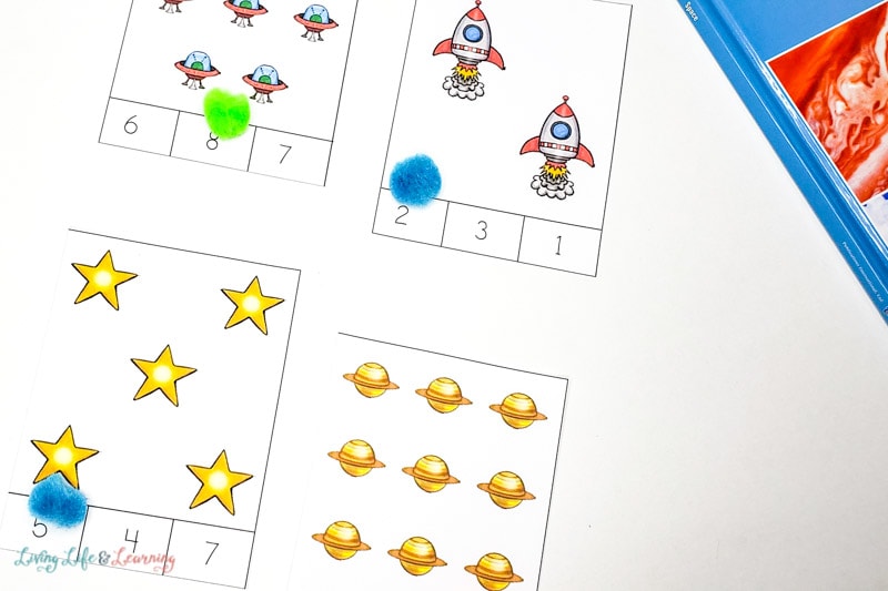 Space Counting Cards Printables