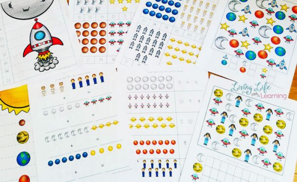 Space Counting Cards Printables