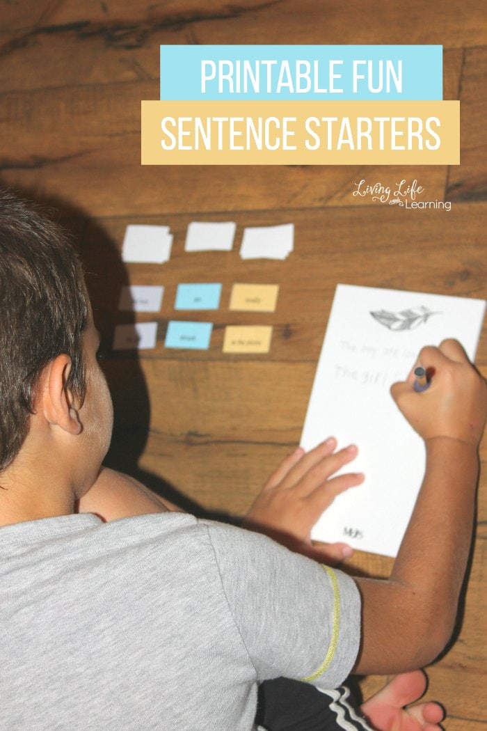 Check out this awesome and fun sentence starters activity with printable cards that you can get for your kids, too.