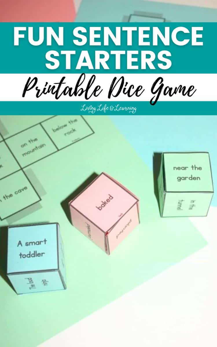 a photo of Fun Sentence Starters - Printable Dice Game