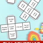 a photo of Fun Sentence Starters - Printable Dice Game before folding the dice