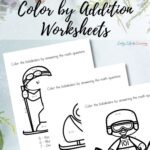 Winter Games Color by Addition Worksheets