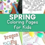 collage of spring coloring pages for kids