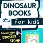 collage of dinosaur books for kids