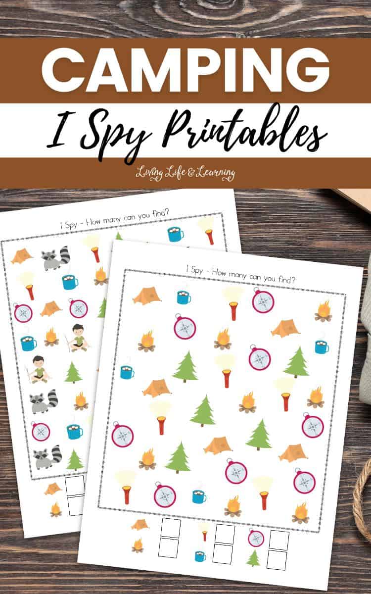 Two pages from the Camping I Spy Printables