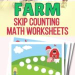 farm skip counting math worksheets on a table
