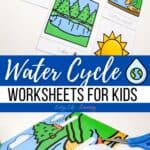 Two images of Water Cycle Worksheets for Kids.