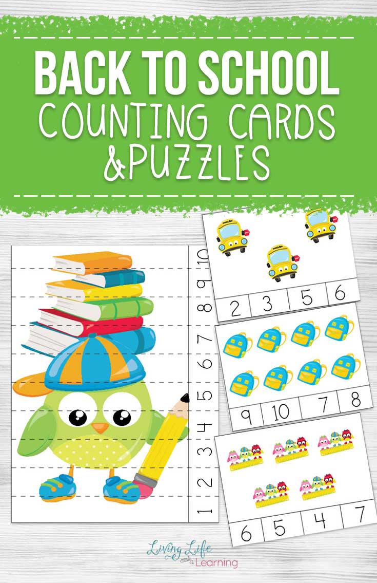 Back to school counting cards and puzzles