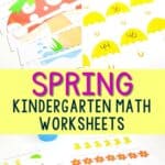 Two images of Spring Kindergarten Math Worksheets on a table.