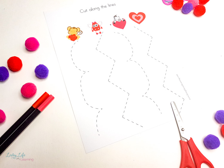 Valentine's day tracing worksheets