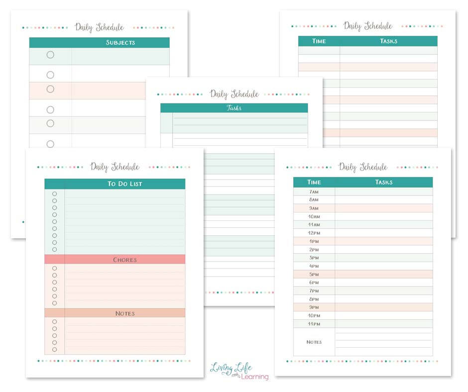 Daily homeschool schedule printables