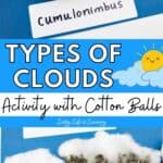 Two images of Types of Clouds Activity with Cotton Balls.