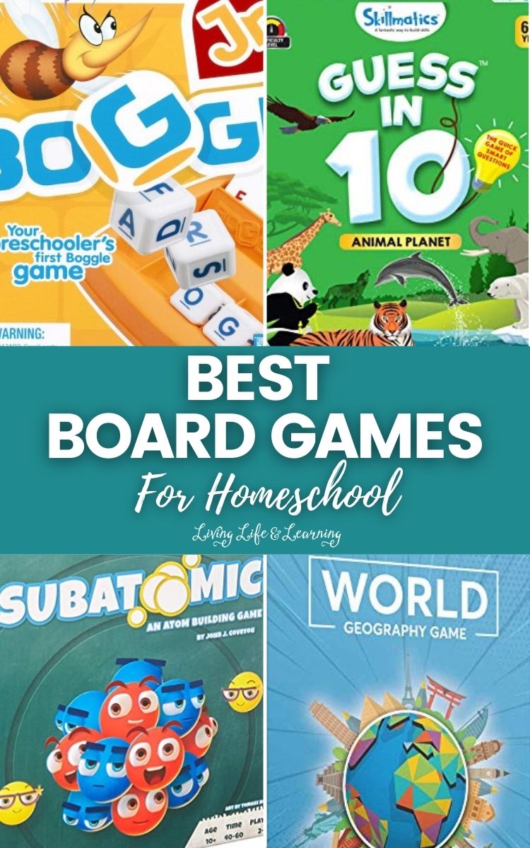 Collage of Best Board Games for Homeschool