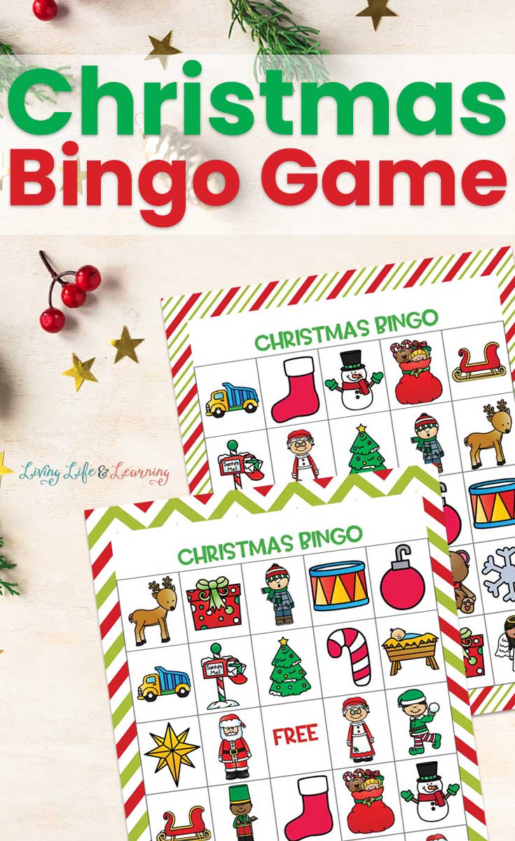 Cute Christmas Bingo Printable on a table with a Christmas theme