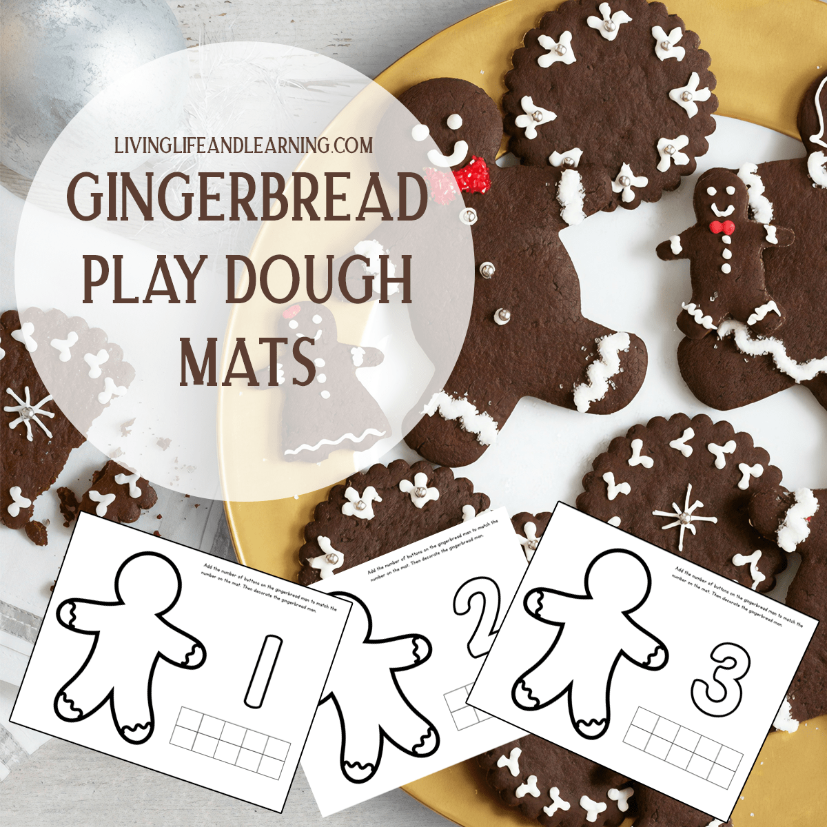 Gingerbread Man Play Dough Counting Mats