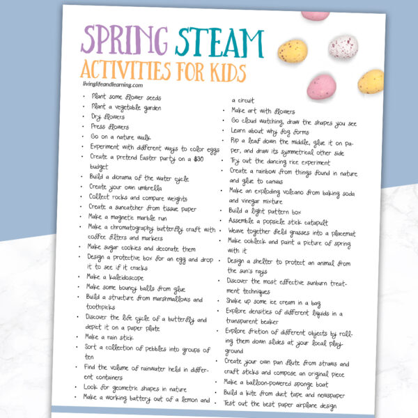 spring STEAM activity list