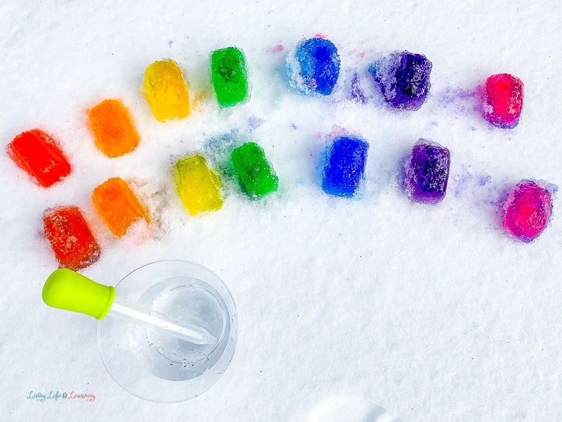 fun rainbow ice activity outside in the snow