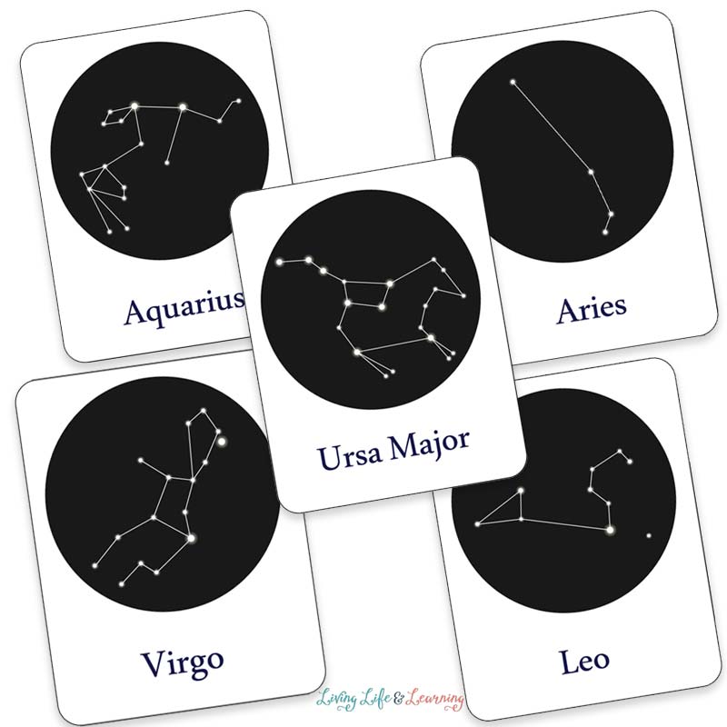printable constellation lacing cards
