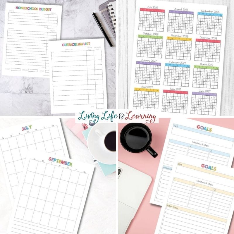 collage of Homeschool Planner Printables
