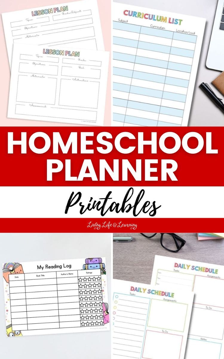 collage of Homeschool Planner Printables