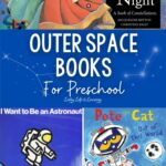 Outer Space Books for Preschool: 4 panels of book covers.